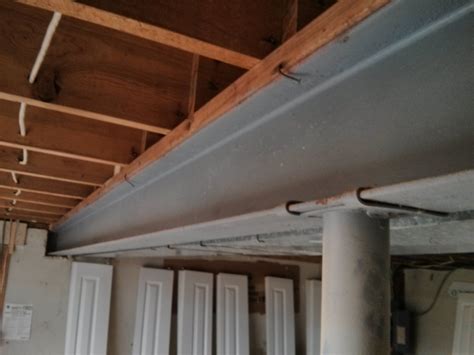 metal bracket for beam wall addition|attaching basement wall to beam.